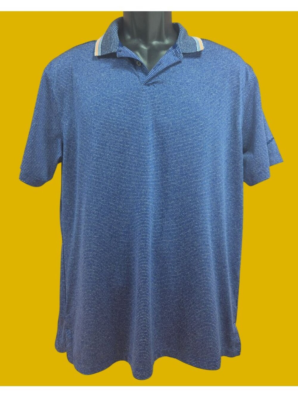 Nike Dri-Fit Striped Blue Short Sleeve Polo Medium